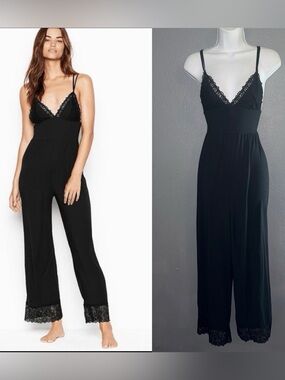 Victoria’s Secret VS Sexy Black Lace V-Neck Jumpsuit Romper Womens Small